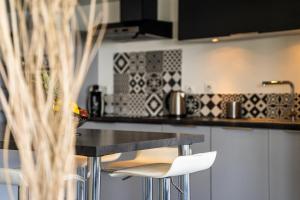 Kuchyň nebo kuchyňský kout v ubytování Les Pailles en Queue - Vue mer - Appartements de Charme & Standing