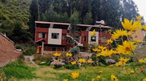 a house in the middle of a field of flowers at Cozy mountain house in Urubamba