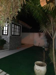 una casa con un patio verde con una palmera en Casa Piratininga Niterói Rj en Niterói