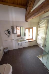 baño con lavabo y aseo y ventana en Borgo Case Marian, en Cison di Valmarino