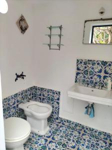 a bathroom with a toilet and a sink at A' Riggiola in Stromboli