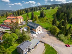 an aerial view of a building in a field at Mit c in Feldberg