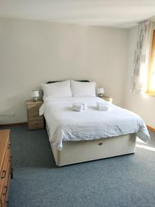 Postel nebo postele na pokoji v ubytování Alpenglück Apartment - Aare Jungfrau AG