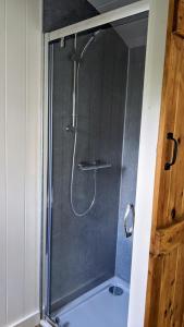 a shower with a glass door in a bathroom at The Applehay in Constantine