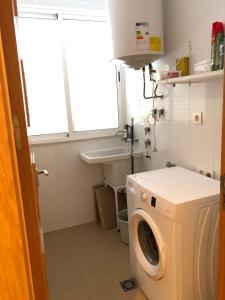 a bathroom with a washing machine and a sink at Apartamento El Ingenio in Adra