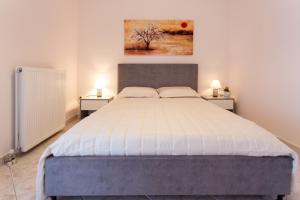 1 dormitorio con 1 cama grande y 2 mesitas de noche en Natali Home, en Kanálion