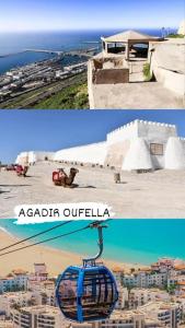 dos fotos de una vista de la ciudad y una góndola en Appartement paisible Haut FOUNTY, en Agadir