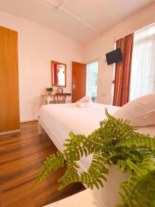 - une chambre avec deux lits et une plante dans l'établissement Orlando hotel, à Londres