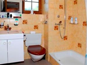 y baño con aseo, ducha y lavamanos. en Apartment Linder by Interhome, en Blankenburg