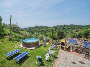 an aerial view of a backyard with a swimming pool at Holiday Home Bellavista by Interhome in Strettoia
