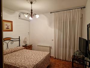 ein Schlafzimmer mit einem Bett und einem TV in der Unterkunft Casa Rural La Malena in Cazalegas