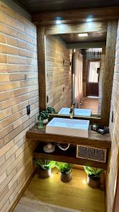大普拉亞的住宿－Mirador da Montanha，一间带水槽和镜子的浴室
