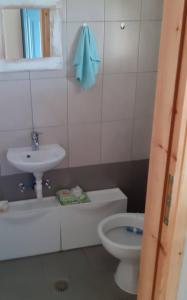 a bathroom with a toilet and a sink at Seaside resort / Lemnos 