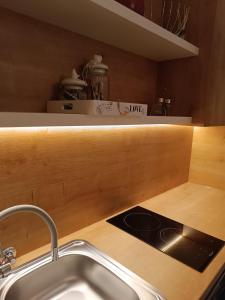 a kitchen counter with a sink and a stove at Apartman Vervis Varaždin in Varaždin +38 photos
