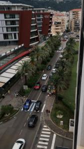 an aerial view of a city street with cars at Jovana ianua in Budva