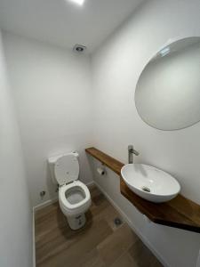 een badkamer met een wit toilet en een wastafel bij 11 de Abril Chic in Bahía Blanca