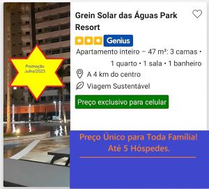 Ein Screenshot eines Handys mit einem Stern drauf. in der Unterkunft Grein Solar das Águas Park Resort in Olímpia