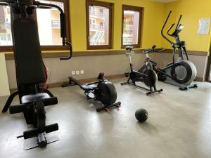 een fitnessruimte met diverse hometrainers in een kamer bij Appartement Risoul, 2 pièces, 4 personnes - FR-1-330-563 in Risoul