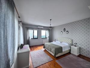 a bedroom with a large bed and a window at Beautiful Villa near the airport & city in Trabzon