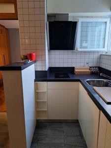 una piccola cucina con lavandino e frigorifero di Apartment Carrington a Dubrovnik