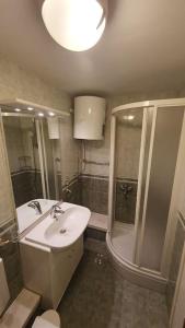 bagno con lavandino e doccia di Apartment Carrington a Dubrovnik