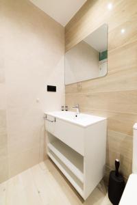 a bathroom with a white sink and a mirror at ESTRELA DO CAMIÑO in Palas de Rei 