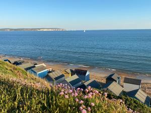 a beach with a bunch of houses and flowers at No.51 in Lymington