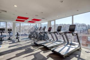 a gym with rows of cardio machines in a building at Allston Studio w WD Gym nr Green Line BOS-672 in Boston