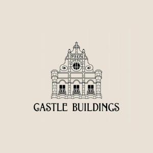 un disegno di un castello con le parole castello di Castle Buildings a Belfast