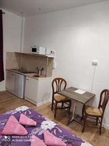 Kuchyň nebo kuchyňský kout v ubytování Hôtel Lyonnais