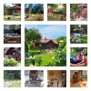 un collage de fotos de casas y patios en DOM POD LIPAMI, en Wojsławice