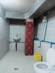 a bathroom with a toilet and a sink at Banaue Pink Eco hostel in Banaue