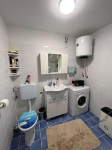 里耶卡的住宿－City Skyline Studio Apartment，一间带水槽和洗衣机的浴室