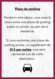 a sign that says place de parking with a car at Le mûrier - 2 chambres chez l'habitant in Rhut