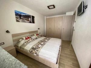 una camera da letto con un letto grande in una stanza di Appartamento Gnomo Livigno a Livigno