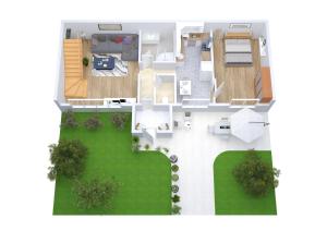 a rendering of a floor plan of a house at La Maisonnette-Wifi Fibre-Netflix-Jardin-BBQ in Le Blanc-Mesnil