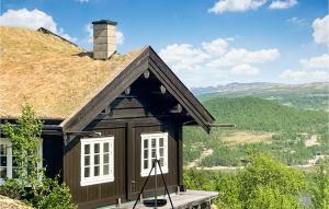 a small black house with a grass roof at 5 Bedroom Nice Home In Uvdal in Dagali