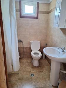 a bathroom with a toilet and a sink at Xristos Villa in Vrasná