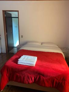 Ένα ή περισσότερα κρεβάτια σε δωμάτιο στο Chale para casal c Lareira frigobar microondas Independente +12 φωτογραφίες