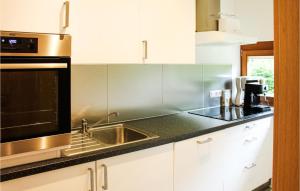 cocina con fregadero y microondas en Awesome Home In Bad Kleinkirchheim With Wifi en Bad Kleinkirchheim