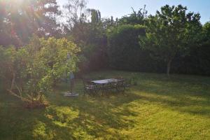 a picnic table in the middle of a yard at LA MAISON D'AUXANNE in Giffaumont-Champaubert