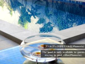 uma tigela de água junto a uma piscina em villa LIFE INDAH sumuide em Nago