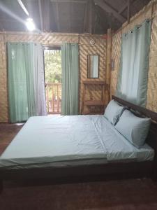 a bedroom with a large bed with a window at Brigitte´s Rental House in Dauin