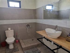 een badkamer met een wastafel en een toilet bij OR Saison in Rodrigues Island