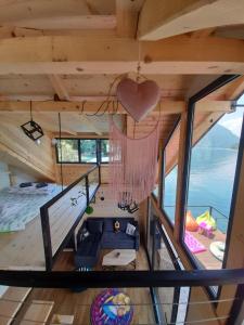 an overhead view of a room in a tree house at Lakehouse Alisa in Bajina Bašta