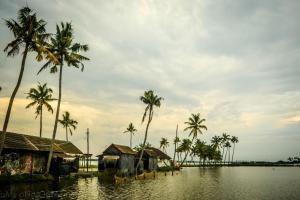 een groep palmbomen en huizen in een waterlichaam bij Maliyakal Homestay in Ernakulam