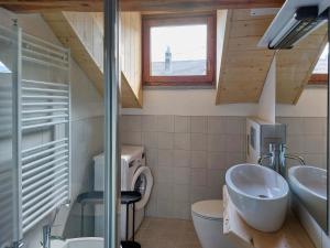 ein Badezimmer mit Waschbecken, Toilette und Fenster in der Unterkunft marmot in Saint Marcel + 16 Fotos