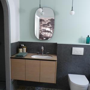 een badkamer met een wastafel en een spiegel bij Chambres d'hôtes Les Pergolas in Marcigny