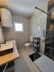 a bathroom with a toilet and a sink at Red Hill apartment in Zaboric +37 photos