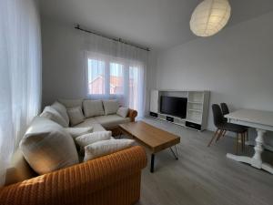 a living room with a couch and a table at Red Hill apartment in Zaboric